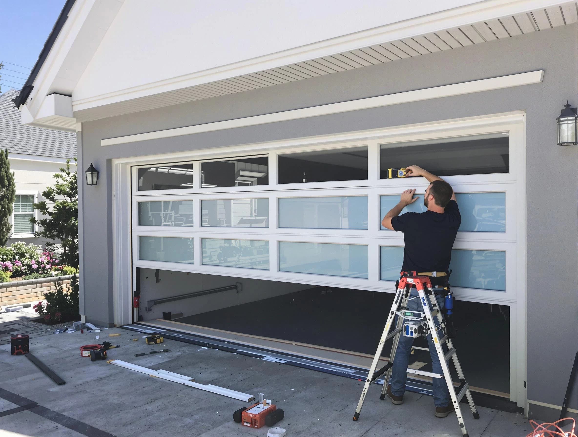 Lilburn Garage Door Repair team performing garage door replacement in Lilburn