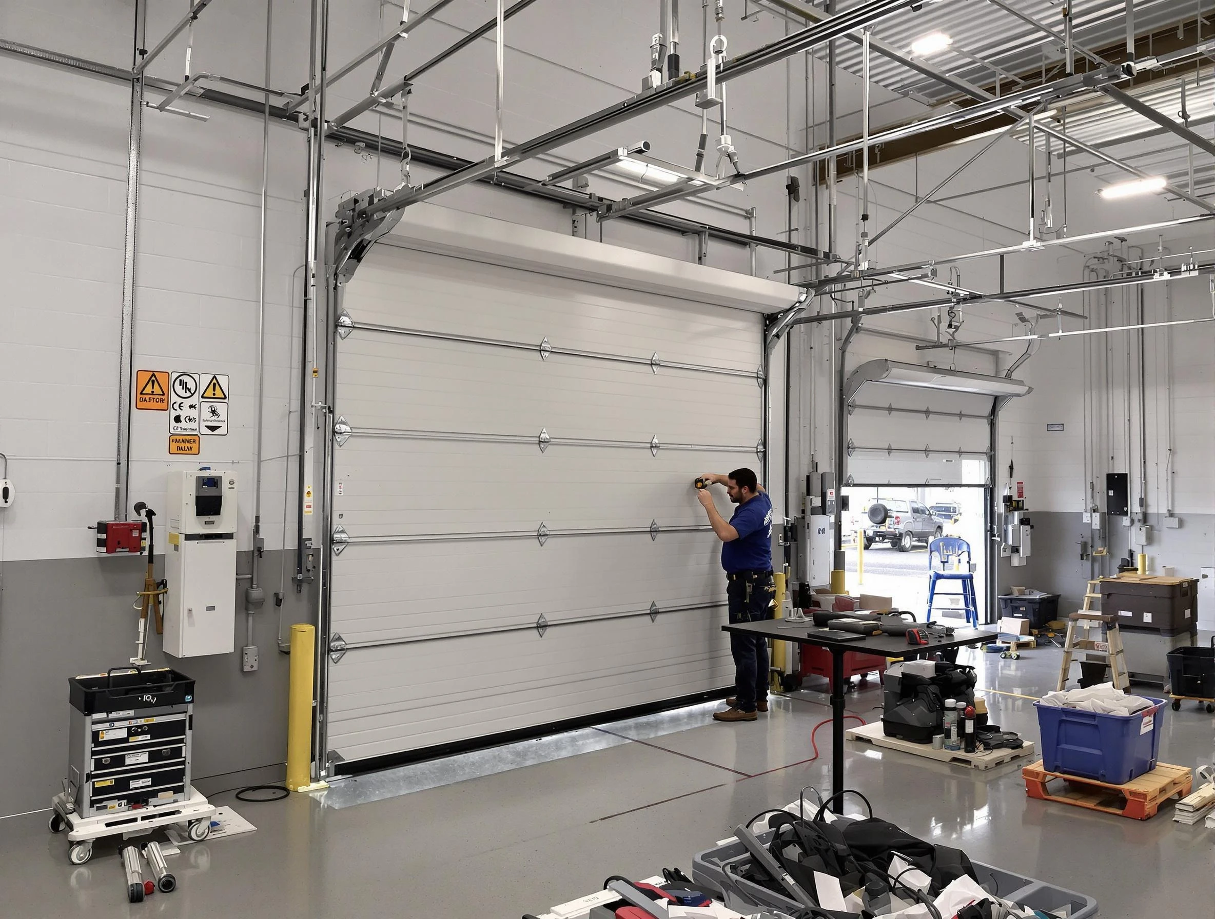 Commercial garage door repair being performed by Lilburn Garage Door Repair expert in Lilburn