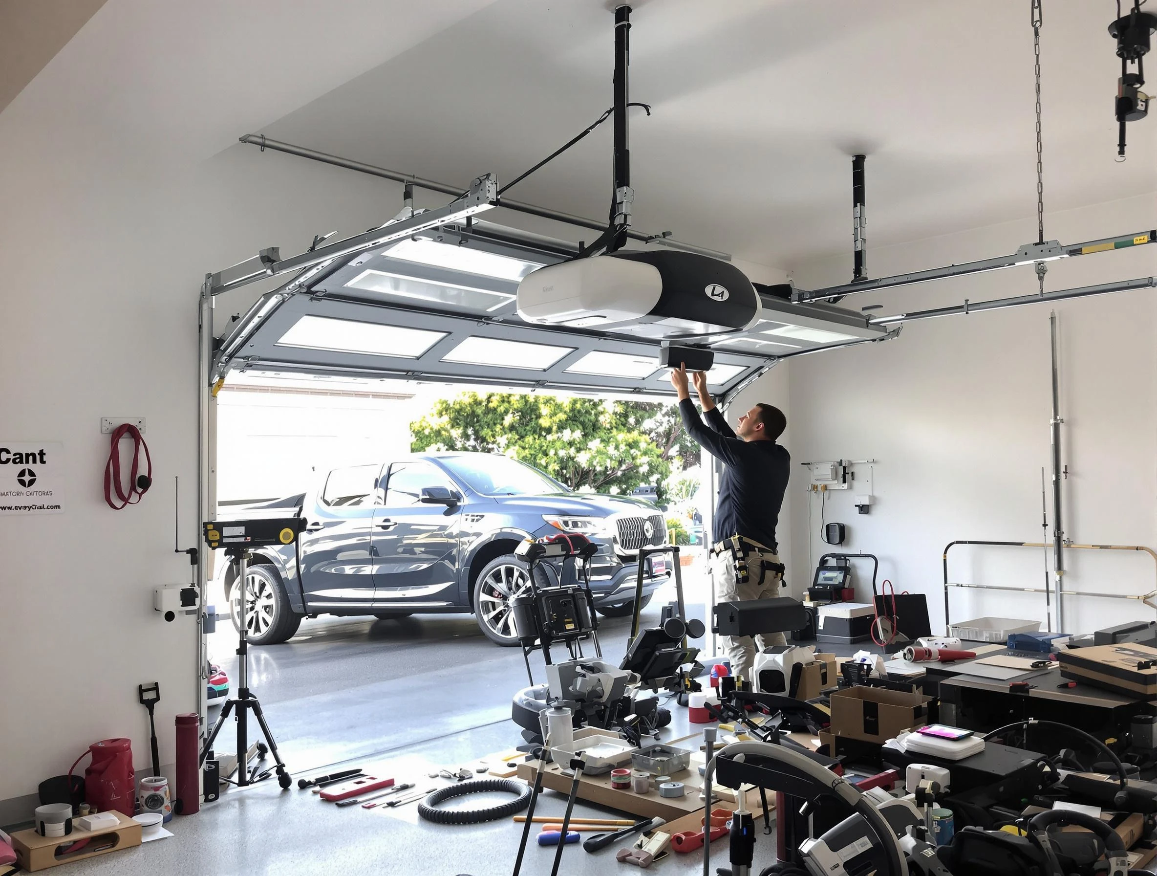 Lilburn Garage Door Repair specialist installing smart garage door opener system in Lilburn home