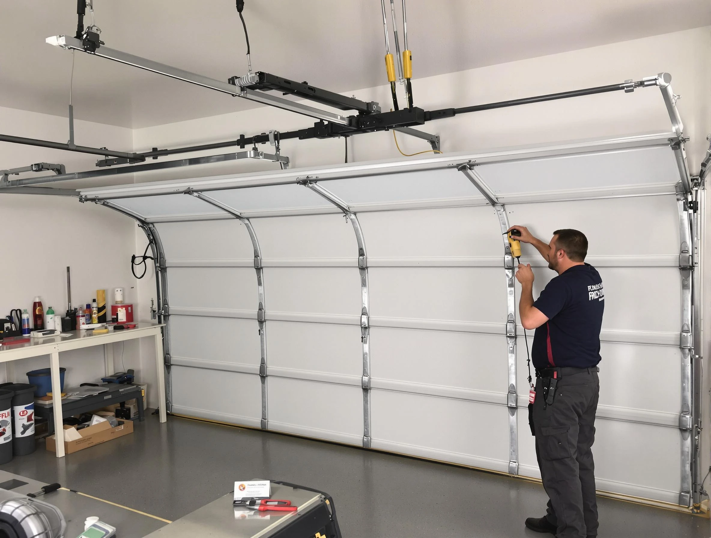 Lilburn Garage Door Repair certified technician performing overhead door system repair in Lilburn